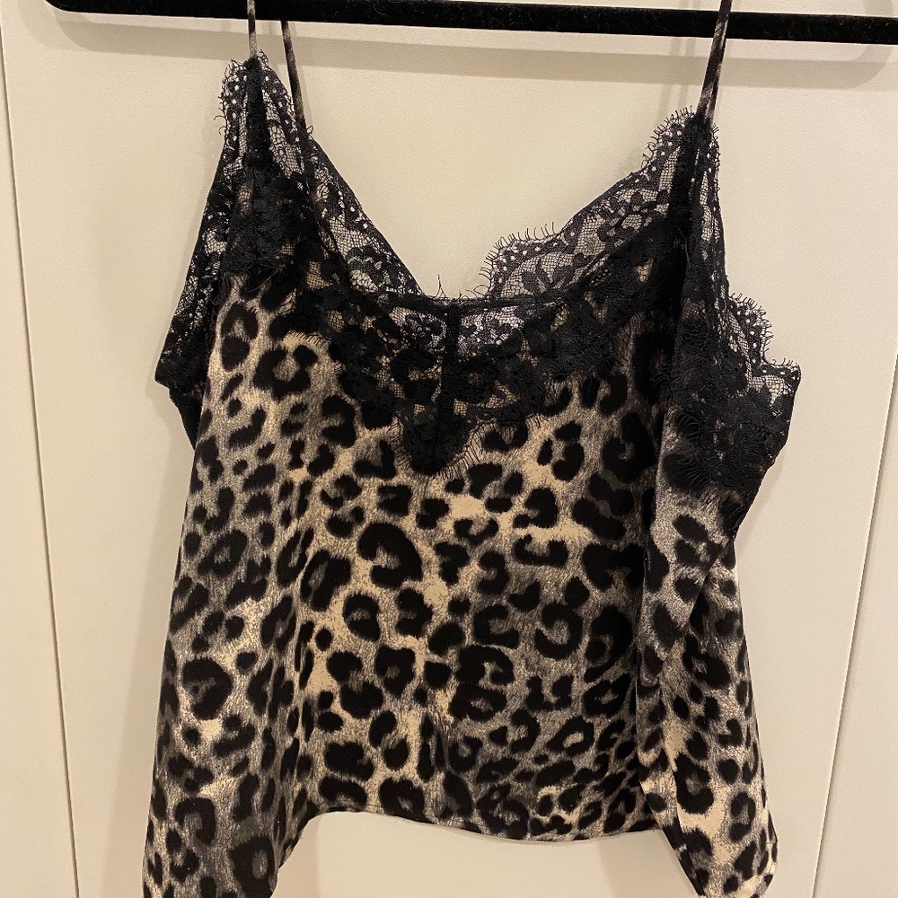 Leopard print lace tank top